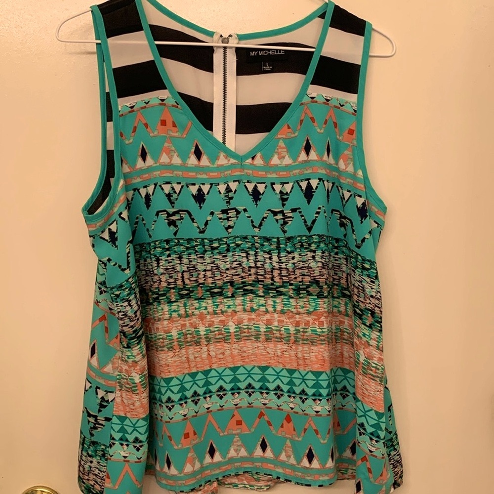 My Michelle, Sleeveless Top, L, like new and colorful!  Super comfortable!